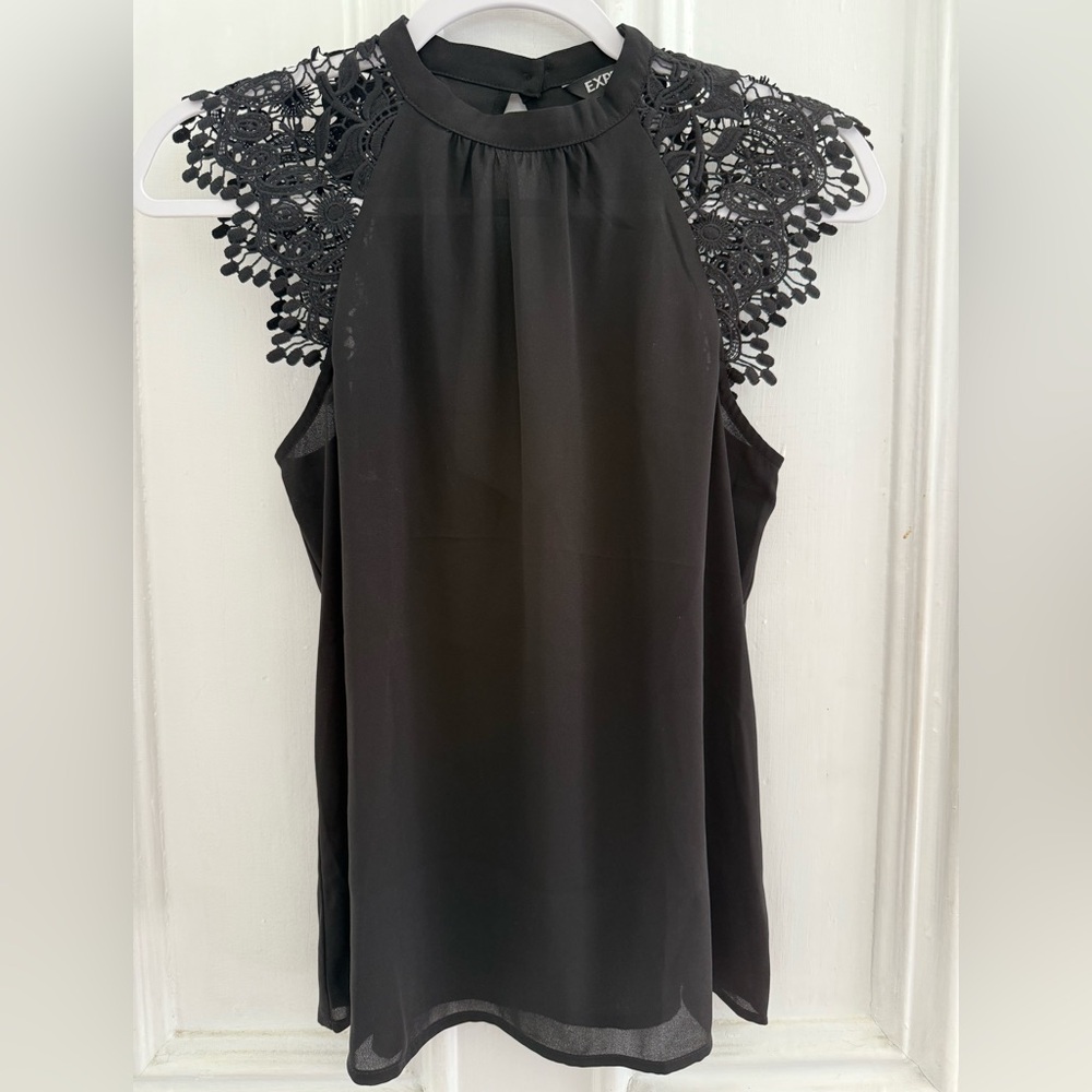 Express Black Lace Shoulder Sleeveless Blouse